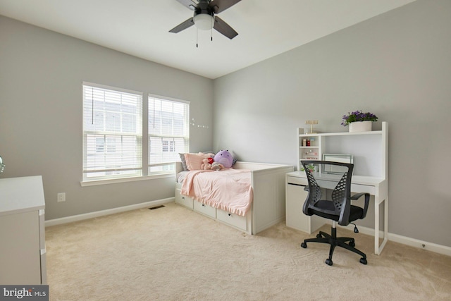 21623 Romans Dr, Ashburn, VA 20147 - bedroom with light carpet, baseboards, and ceiling fan