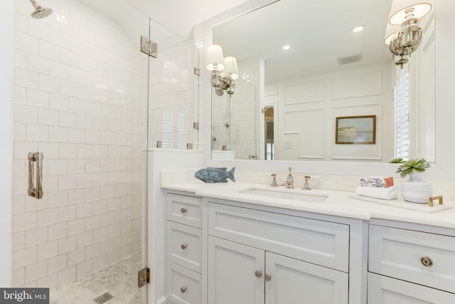 3703 Thornapple St, Chevy Chase, MD 20815 - full bath with a stall shower, vanity, and recessed lighting