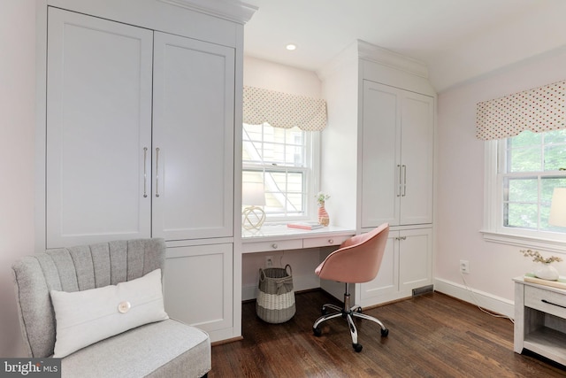 3703 Thornapple St, Chevy Chase, MD 20815 - home office with dark wood finished floors and baseboards