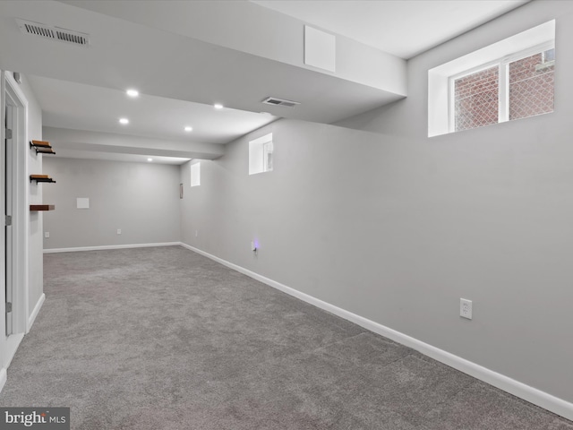 610 Galveston Pl SE, Washington, DC 20032 - below grade area featuring carpet, baseboards, and recessed lighting