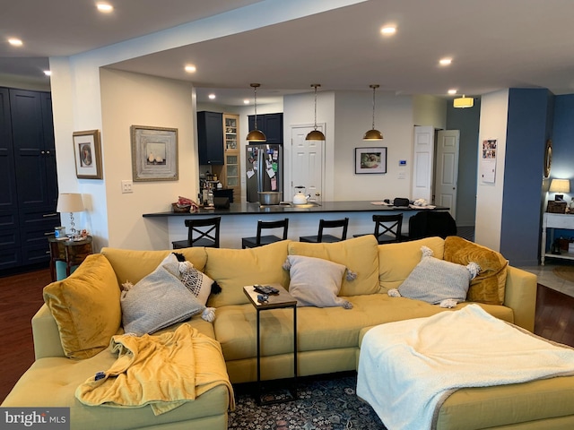 100 Harborview Unit 2307, Baltimore, MD 21230 - living room featuring recessed lighting and dark wood-type flooring