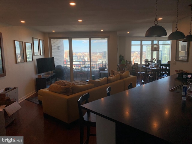 100 Harborview Unit 2307, Baltimore, MD 21230 - living room featuring recessed lighting, wood finished floors, and baseboards