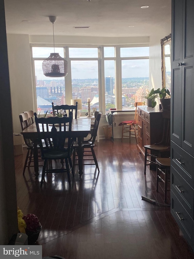 100 Harborview Unit 2307, Baltimore, MD 21230 - dining space featuring dark wood-style flooring and a city view