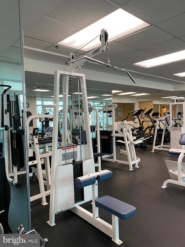 100 Harborview Unit 2307, Baltimore, MD 21230 - workout area featuring a paneled ceiling
