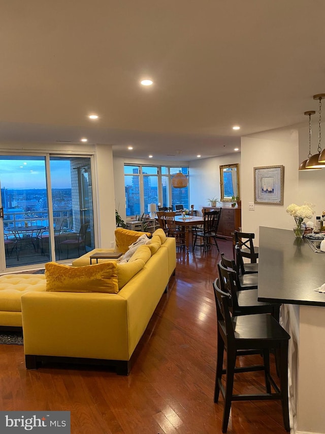 100 Harborview Unit 2307, Baltimore, MD 21230 - living area with dark wood-style flooring and recessed lighting