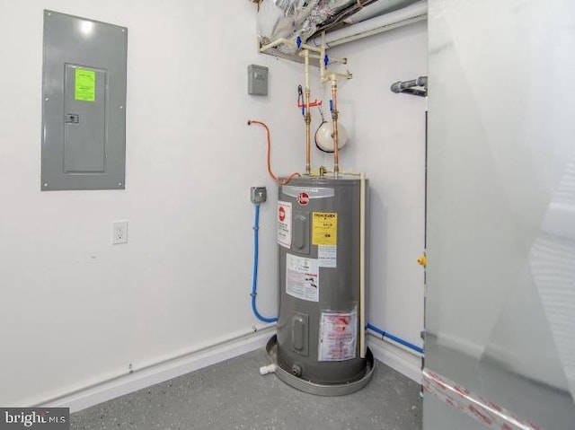 119 S Conkling St, Baltimore, MD 21224 - utility room featuring electric panel and electric water heater