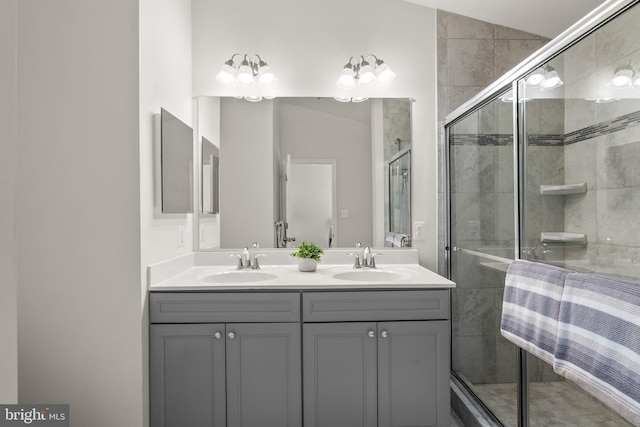 9950 Ravenhurst Rd, Middle River, MD 21220 - bathroom with double vanity and a shower stall