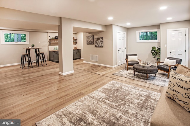 118 Bock Ave, Wenonah, NJ 08090 - living room with recessed lighting, baseboards, light wood-style floors, and plenty of natural light