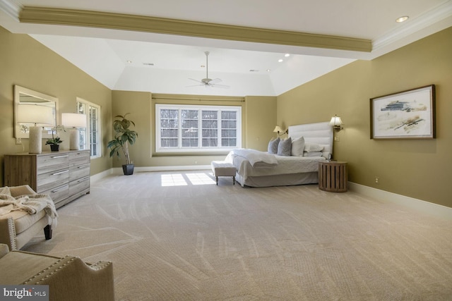 5420 Moorland Ln, Bethesda, MD 20814 - bedroom featuring carpet flooring, baseboards, ornamental molding, recessed lighting, and ceiling fan