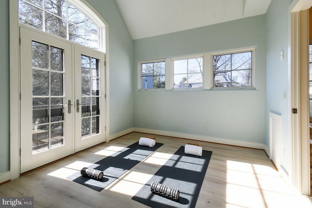 5420 Moorland Ln, Bethesda, MD 20814 - unfurnished sunroom featuring french doors and lofted ceiling