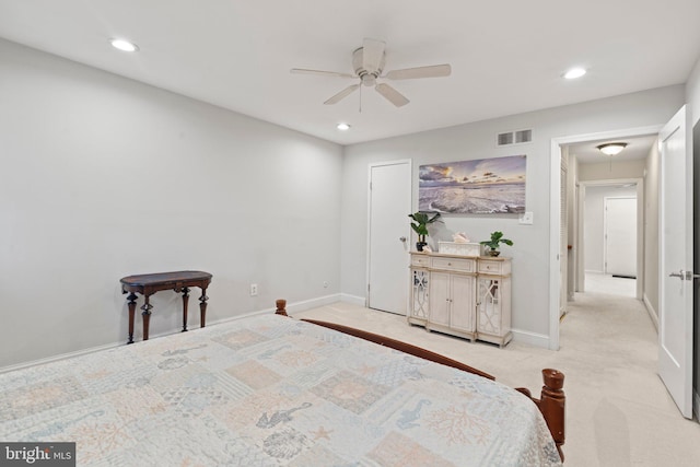 13 Tulip Ct, Mount Laurel, NJ 08054 - bedroom with attic access, carpet flooring, baseboards, recessed lighting, and ceiling fan