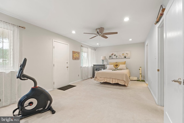 13 Tulip Ct, Mount Laurel, NJ 08054 - bedroom with carpet flooring, recessed lighting, baseboards, and a ceiling fan