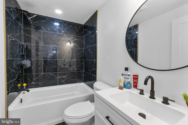 13413 Winterspoon Ln, Germantown, MD 20874 - bathroom with washtub / shower combination, vanity, and recessed lighting
