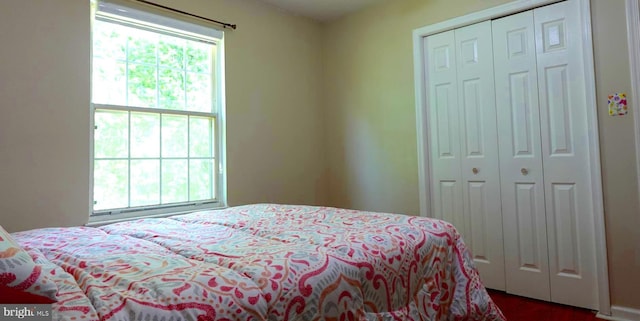 8307 Satinleaf Ct, Bowie, MD 20715 - bedroom with a closet and dark wood-style flooring