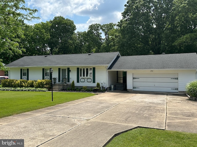 1733 Hilltop Ave, Baltimore, MD 21221 - single story home with covered porch, driveway, a front yard, and an attached garage