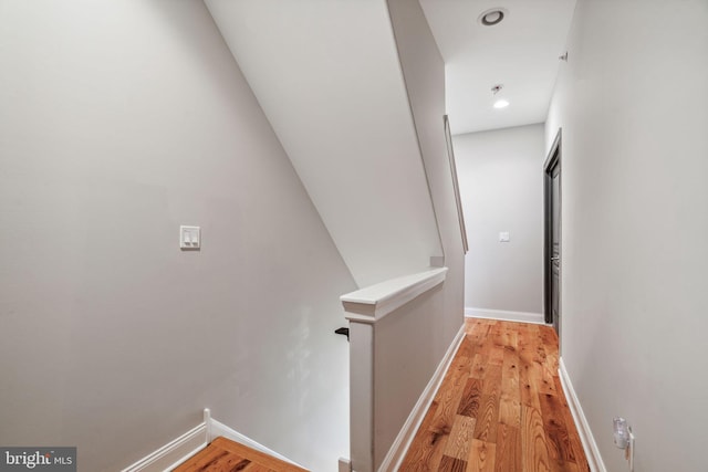 1444 N Myrtlewood St, Philadelphia, PA 19121 - corridor featuring an upstairs landing, light wood finished floors, baseboards, and recessed lighting