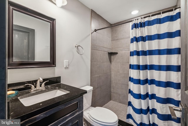 1444 N Myrtlewood St, Philadelphia, PA 19121 - bathroom with toilet, vanity, and tiled shower