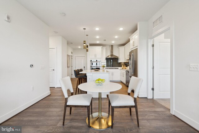 210 Decoverly Dr Unit 407, Gaithersburg, MD 20878 - dining space with baseboards, dark wood-style flooring, and recessed lighting