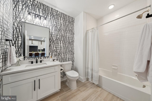 210 Decoverly Dr Unit 407, Gaithersburg, MD 20878 - bathroom with toilet, shower / bath combo, vanity, and wood finished floors