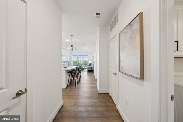 210 Decoverly Dr Unit 407, Gaithersburg, MD 20878 - hall with dark wood-type flooring, recessed lighting, and baseboards