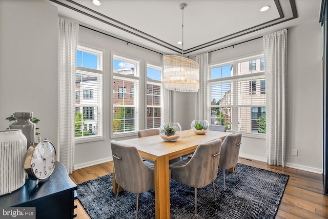 1741 Mckenna Point Dr Unit 2701, Mclean, VA 22102 - dining area with healthy amount of natural light, a chandelier, wood finished floors, and recessed lighting