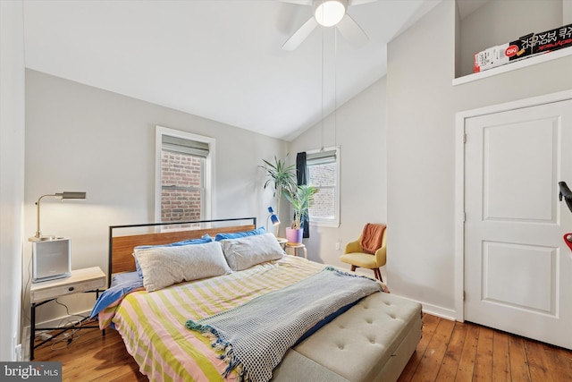 1620 E Berks St, Philadelphia, PA 19125 - bedroom with hardwood / wood-style floors, vaulted ceiling, and a ceiling fan