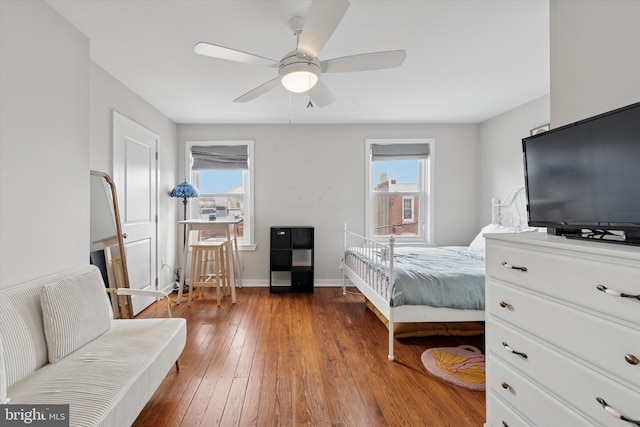 1620 E Berks St, Philadelphia, PA 19125 - bedroom with hardwood / wood-style flooring, baseboards, and ceiling fan