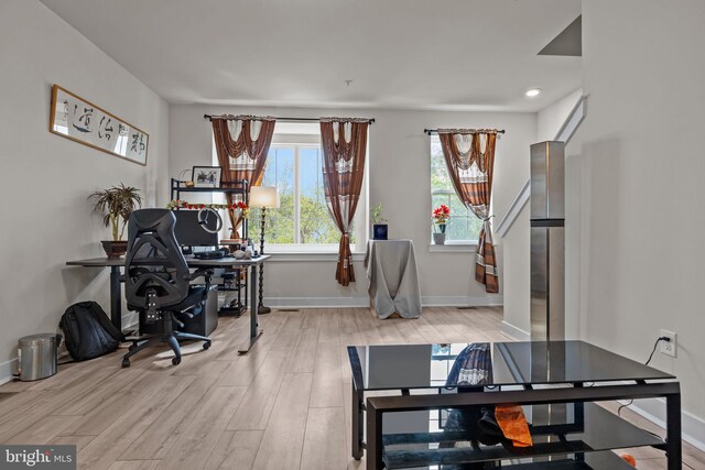 108 Annapolis St, Bensalem, PA 19020 - office featuring wood finished floors, baseboards, and recessed lighting