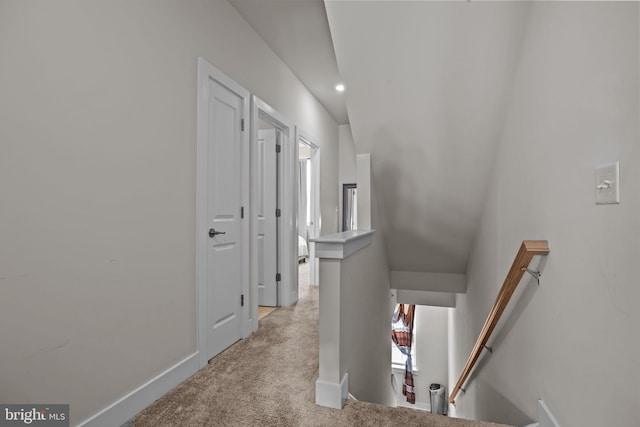 108 Annapolis St, Bensalem, PA 19020 - hallway featuring an upstairs landing, light carpet, and baseboards