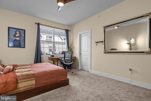 108 Annapolis St, Bensalem, PA 19020 - bedroom featuring carpet flooring, baseboards, an office area, and a ceiling fan