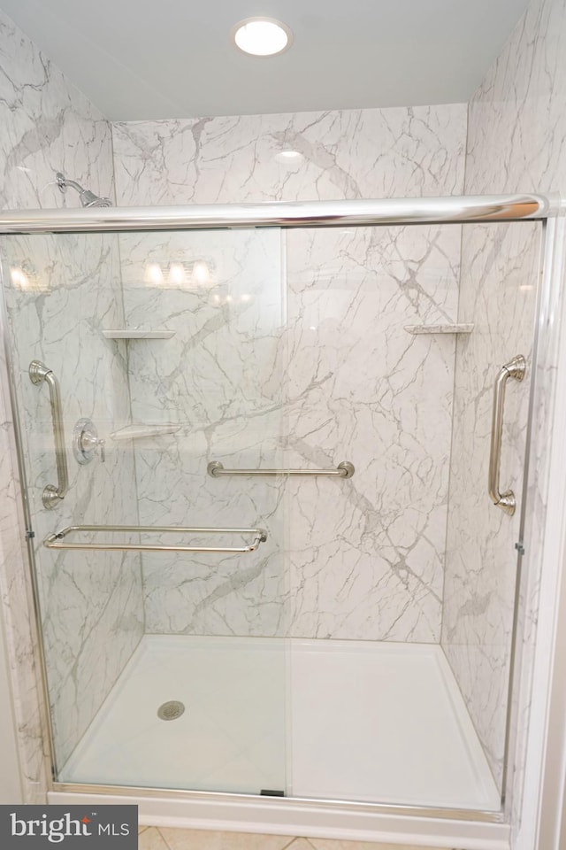 5991 Bell Creek Dr, Salisbury, MD 21801 - full bathroom featuring a marble finish shower and recessed lighting