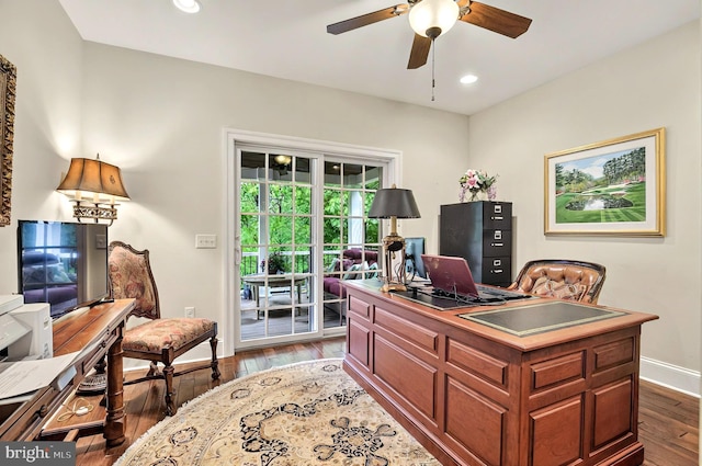 1780 Eliza Way, Mechanicsburg, PA 17050 - office space with a ceiling fan, dark wood finished floors, recessed lighting, and baseboards