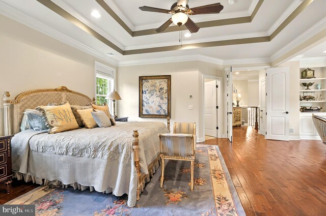 1780 Eliza Way, Mechanicsburg, PA 17050 - bedroom featuring wood-type flooring, a raised ceiling, ornamental molding, and a ceiling fan