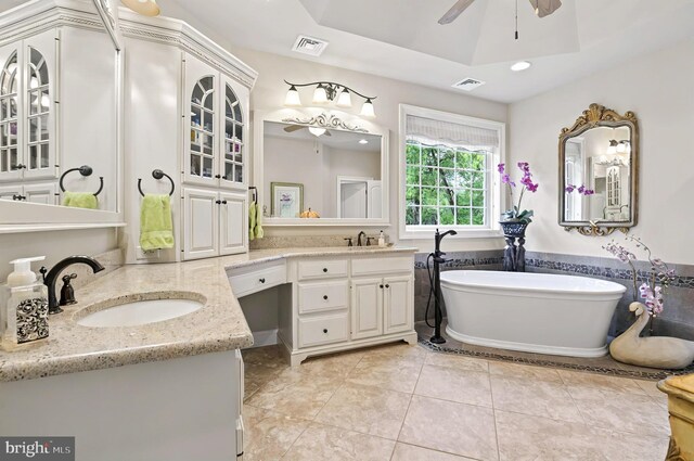1780 Eliza Way, Mechanicsburg, PA 17050 - full bath featuring a ceiling fan, two vanities, a freestanding tub, tile patterned flooring, and recessed lighting