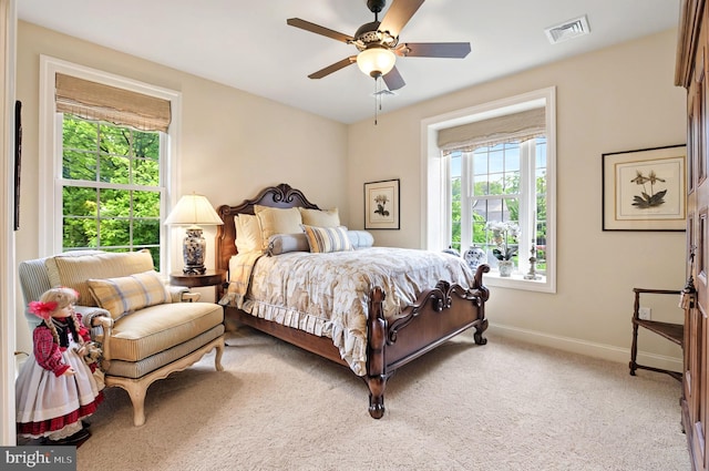 1780 Eliza Way, Mechanicsburg, PA 17050 - bedroom featuring multiple windows, baseboards, light carpet, and ceiling fan