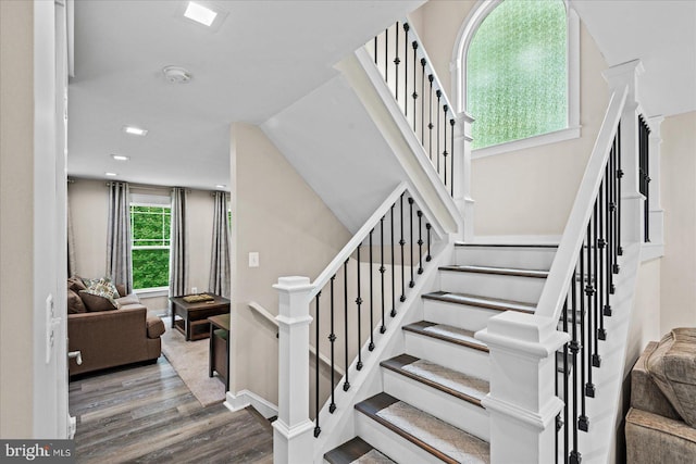 308 Walnut Dr, Fredericksburg, VA 22405 - staircase featuring wood finished floors