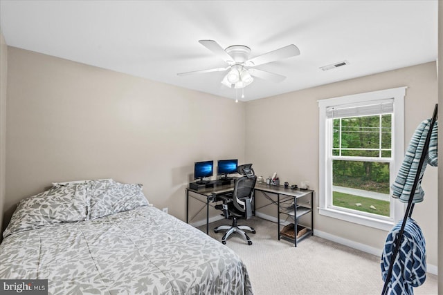 308 Walnut Dr, Fredericksburg, VA 22405 - bedroom with carpet, baseboards, a ceiling fan, and an office area