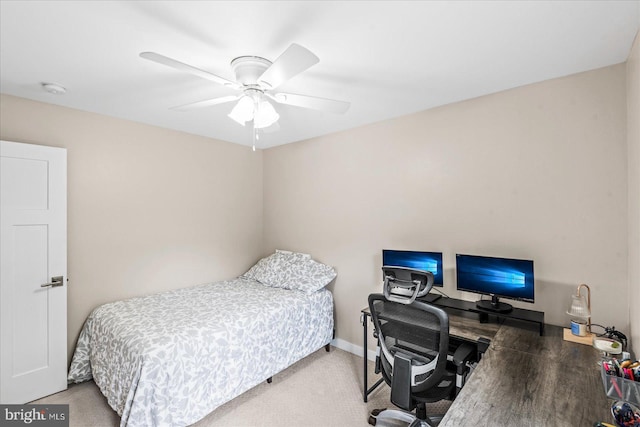 308 Walnut Dr, Fredericksburg, VA 22405 - bedroom featuring a desk, a ceiling fan, carpet floors, and baseboards