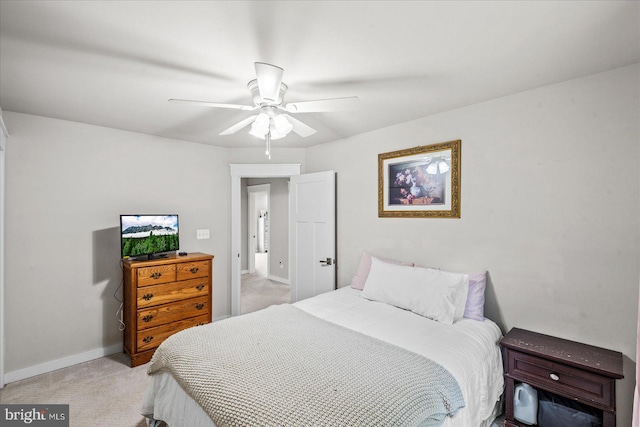 308 Walnut Dr, Fredericksburg, VA 22405 - bedroom featuring light colored carpet, baseboards, and ceiling fan