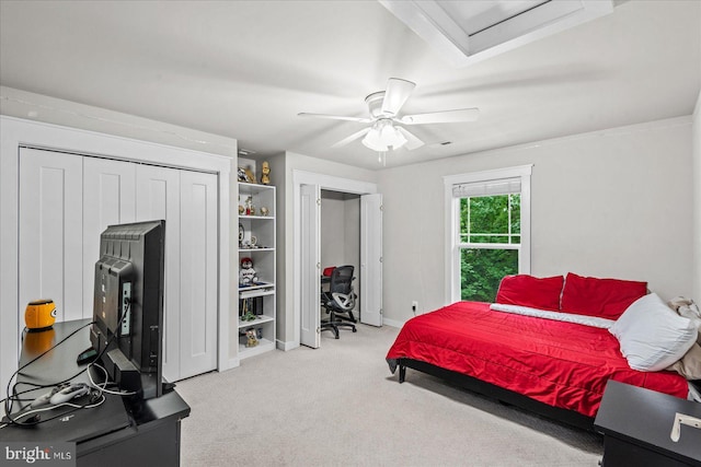 308 Walnut Dr, Fredericksburg, VA 22405 - carpeted bedroom with baseboards, a closet, and a ceiling fan