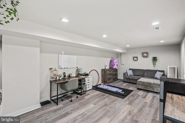 308 Walnut Dr, Fredericksburg, VA 22405 - home office featuring wood finished floors, baseboards, and recessed lighting