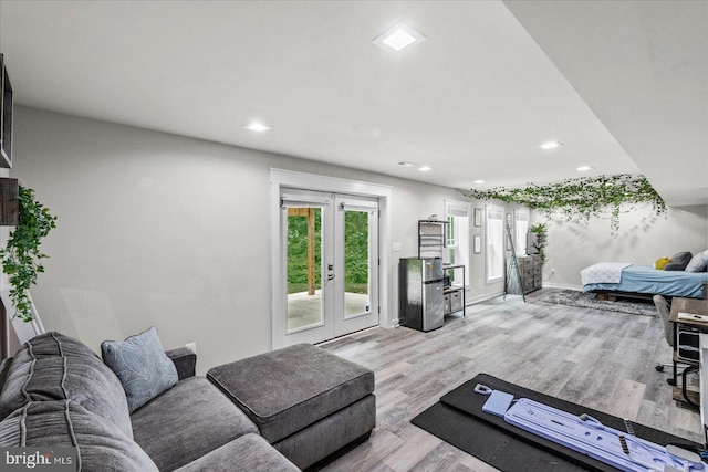 308 Walnut Dr, Fredericksburg, VA 22405 - living area featuring french doors, wood finished floors, recessed lighting, and baseboards