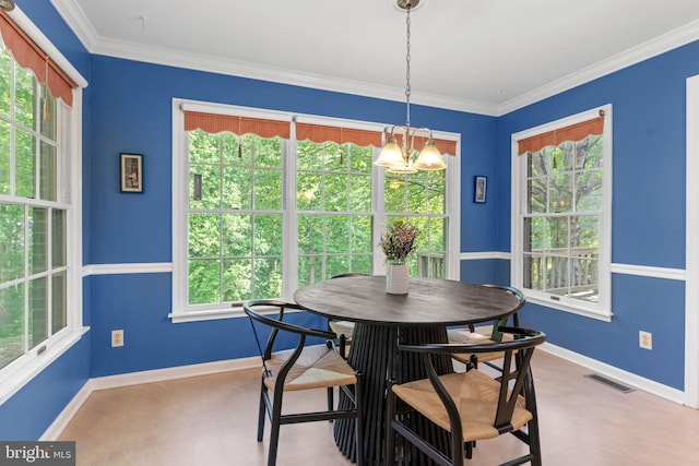 140 Hoile Ln, Huntingtown, MD 20639 - dining area with plenty of natural light, baseboards, and ornamental molding