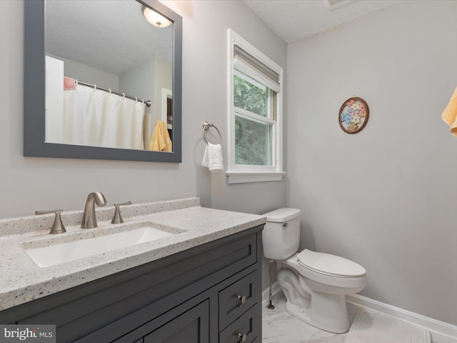 180 Oak Heights Rd, Front Royal, VA 22630 - full bath featuring baseboards, vanity, toilet, and marble look tile flooring