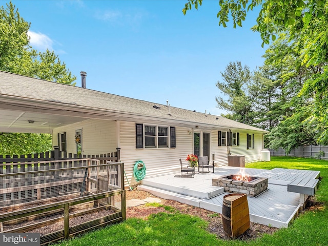 180 Oak Heights Rd, Front Royal, VA 22630 - back of house with an outdoor fire pit and a wooden deck