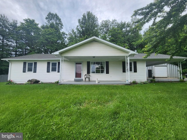 180 Oak Heights Rd, Front Royal, VA 22630 - single story home featuring a front lawn, a porch, and a carport
