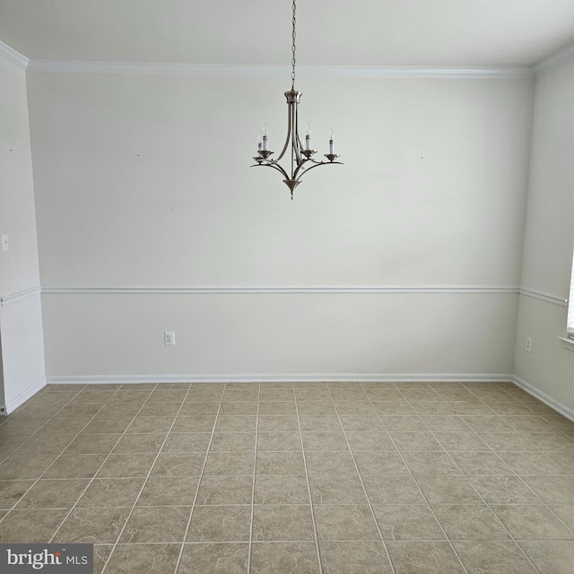 16288 Corkscrew Ct Unit 203, Lewes, DE 19958 - spare room with a chandelier, crown molding, and baseboards