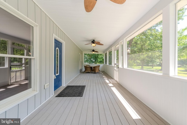 18552 Three Notch Rd, Lexington Park, MD 20653 - unfurnished sunroom with ceiling fan