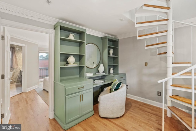 1406 Corcoran St NW Unit D, Washington, DC 20009 - home office featuring ornamental molding and light wood finished floors
