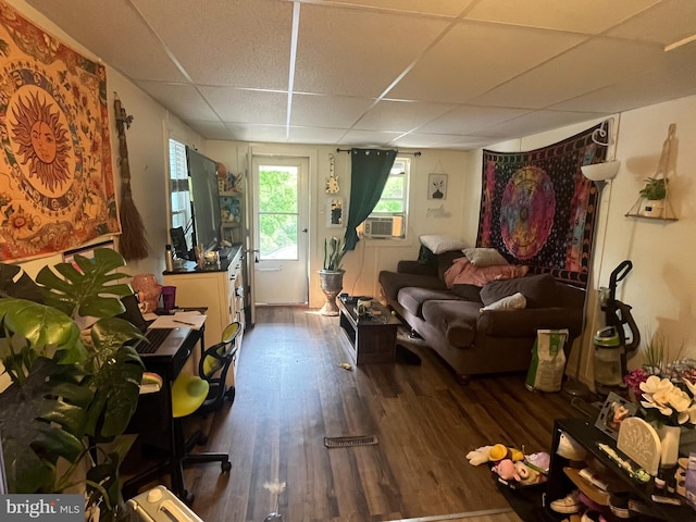 619-621 Riverside Dr, Lewistown, PA 17044 - living area with a paneled ceiling, wood finished floors, and cooling unit